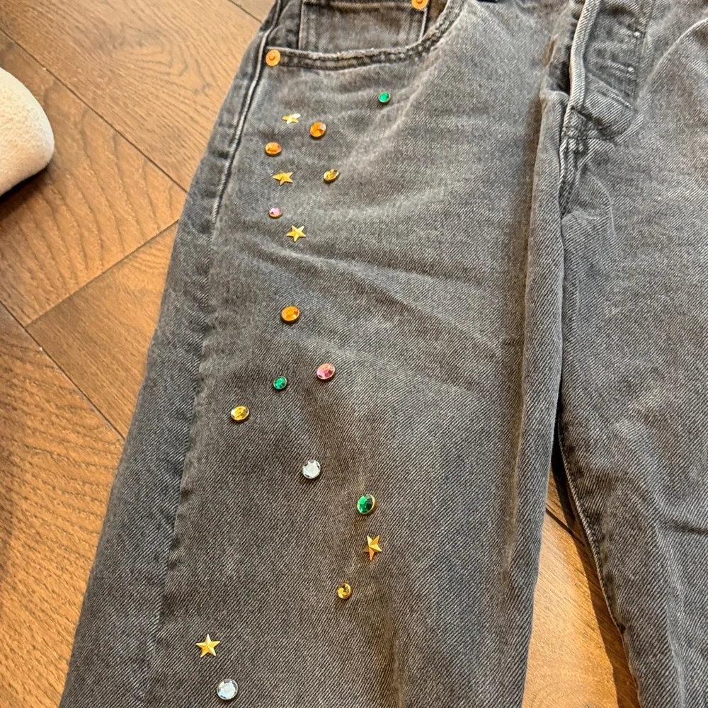 Levi’s Premium 501 28” x 30” Long Embellished Gray Jeans C11-098